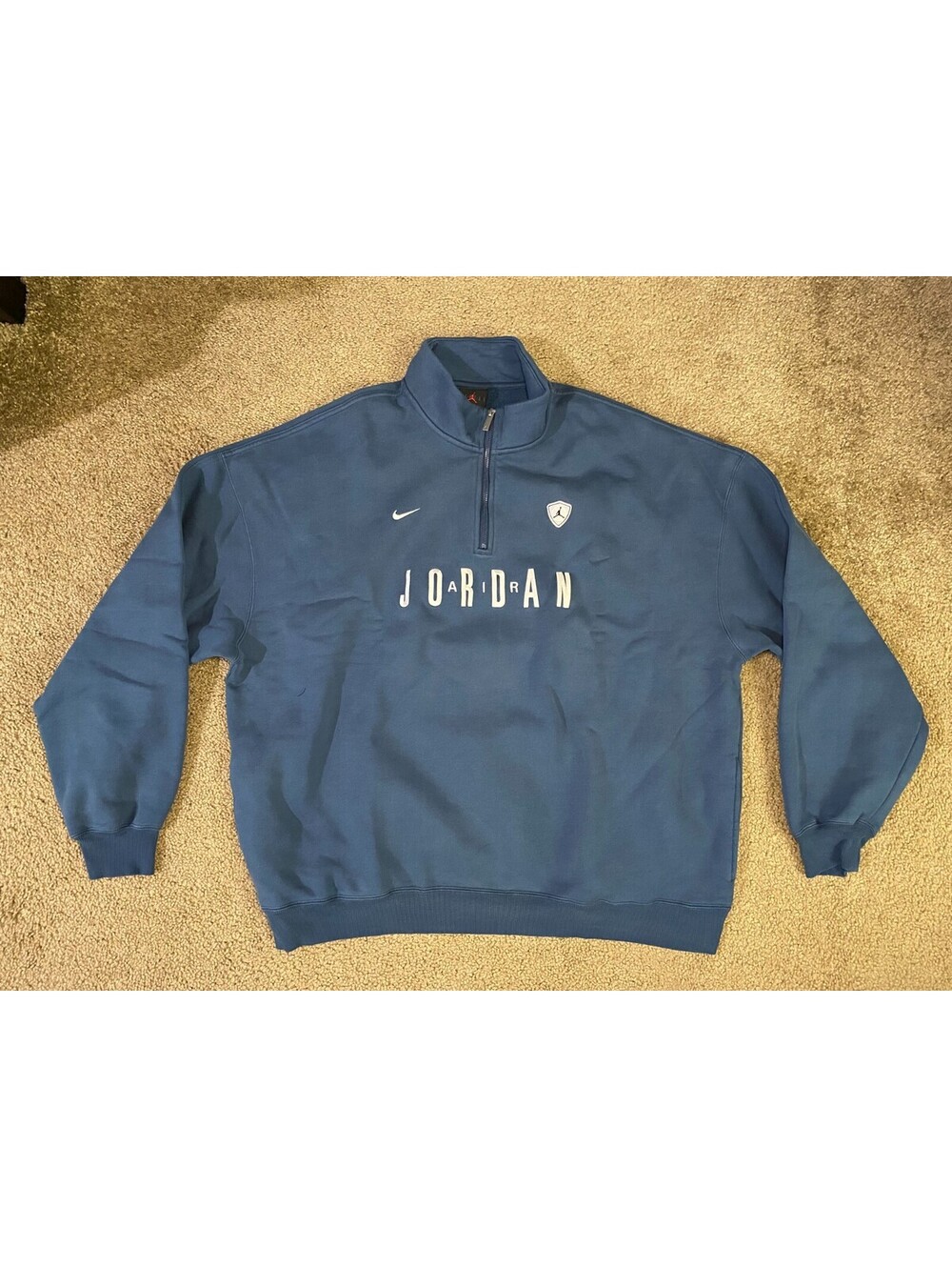 Air Jordan Sweatshirt Mens XL Blue Mock Neck Long Sleeve Quarter-Zip Pullover